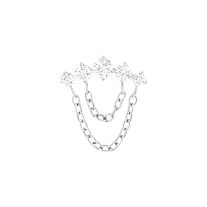 Titanium 5 Gem Cluster w/ Chains Threadless End