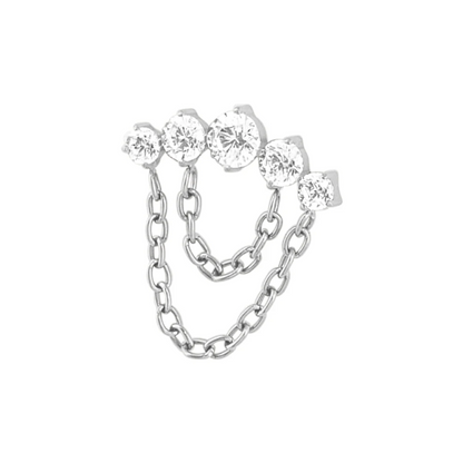 Titanium 5 Gem Cluster w/ Chains Threadless End
