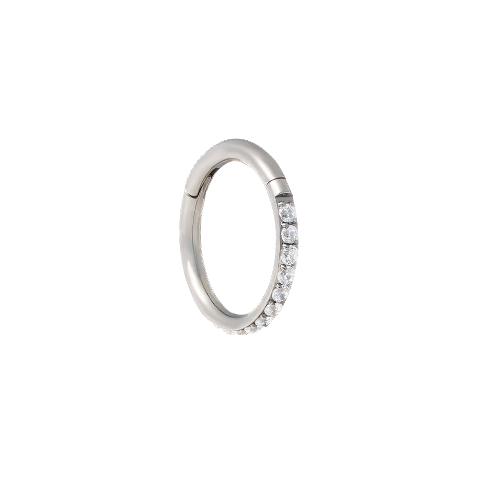 Titanium Gem Clicker - Side Set White CZ