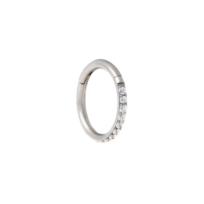 Titanium Gem Clicker - Side Set White CZ