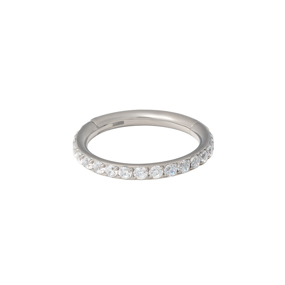Titanium Gem Clicker - Side Set White CZ