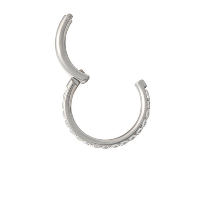 Titanium Gem Clicker - Side Set White CZ