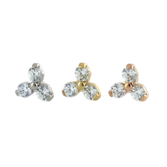 18k Gold Genuine Diamond Trinity Cluster